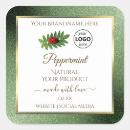 Logotipo Ladybug da etiqueta branca e brilhante ve