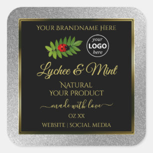 Logotipo Ladybug de etiquetas de produto pretas co