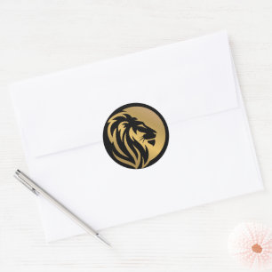Logotipo Leão Dourado Simples Clássico Adesivo Red
