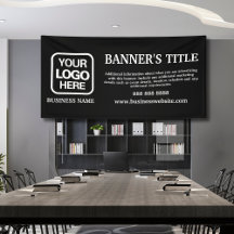 Logotipo Moderno - Banner preto branco para empres