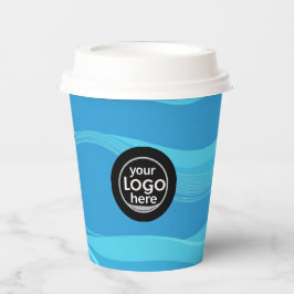 Logotipo personalizado Blue Waves Paper Cup 8oz
