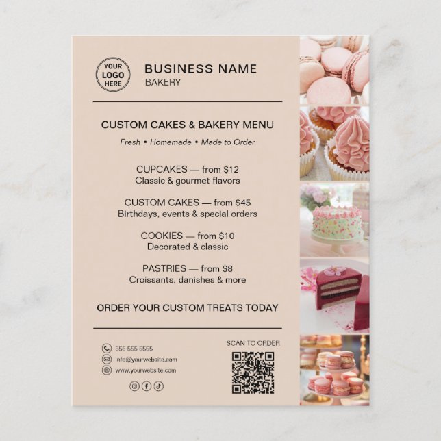 Logotipo Personalizado do Menu da Padaria Código Q (Frente)