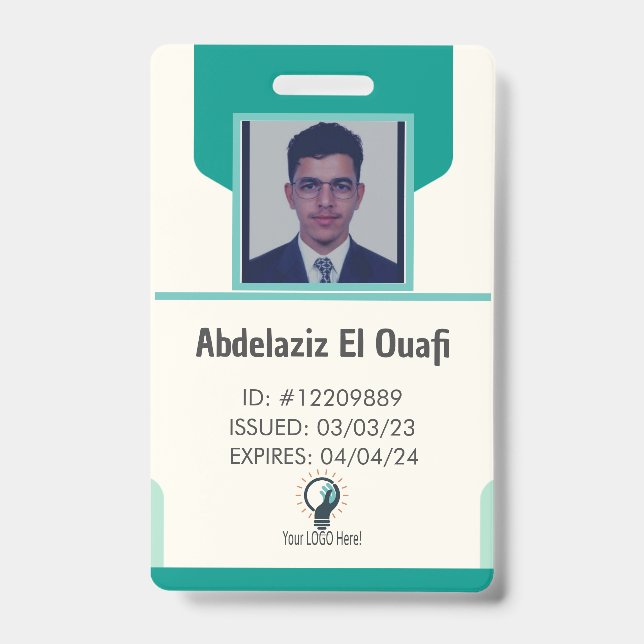 Logotipo personalizado e Crachá para identificação (Frente)