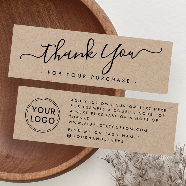 Logotipo personalizado Elegante obrigado Kraft voc (Elegant custom logo Kraft thank you insert card)