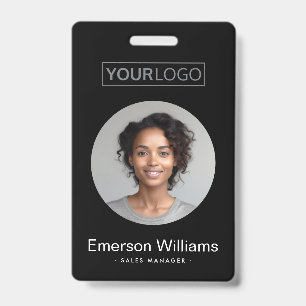 Logotipo personalizado foto redonda preta crachá d