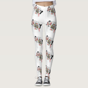 Logotipo Poker Queens, Leggings de padrão branco 
