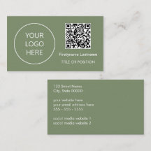 Logotipo QR Code Sage Green Cartão de visita