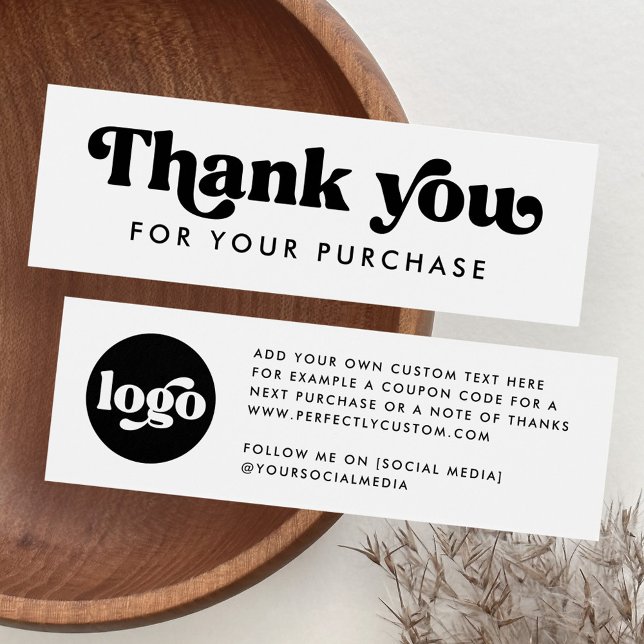Logotipo retro boho cartão de agradecimento branco (Retro boho logo white thank you insert card)