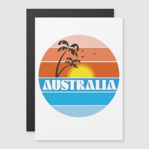 logotipo retrô do pôr do sol australiano dos anos 