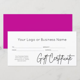 Logotipo rosa Certificado de Presente Comercial