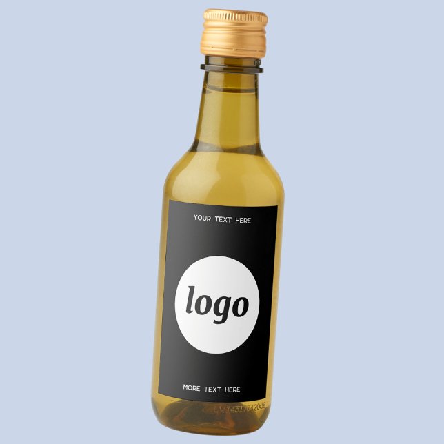 Logotipo Simples Com Promoção Empresarial De Texto (Simple logo with custom text promotional business branding mini wine bottle label)