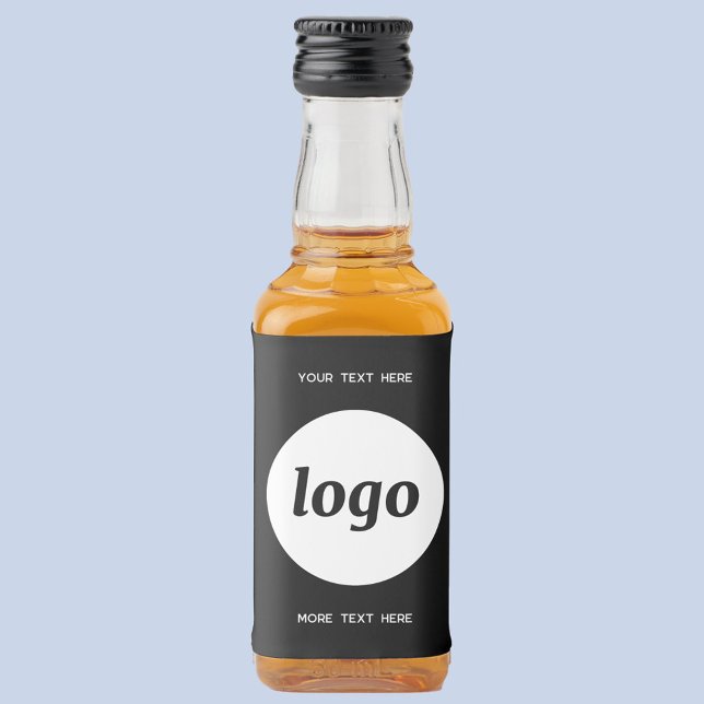 Logotipo simples com Promocional para empresa de t (Simple logo with custom text promotional business branding mini liquor bottle label)
