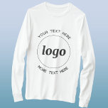 Logotipo Simples Com Texto Para Camisa De Negócios<br><div class="desc">Adicione seu próprio logotipo e escolha de texto a este design. Remova o texto superior ou inferior,  se preferir. Minimalista e profissional. Excelente para marcas de funcionários,  para eventos corporativos e shows comerciais ou como um produto promocional para seus clientes e clientes.</div>