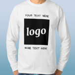 Logotipo Simples Com Texto Para Camisa De Negócios<br><div class="desc">Adicione seu próprio logotipo e escolha de texto a este design. Remova o texto superior ou inferior,  se preferir. Minimalista e profissional. Excelente de marcas de funcionários,  como uniforme,  para eventos corporativos e shows comerciais,  ou como um produto promocional para seus clientes e clientes.</div>