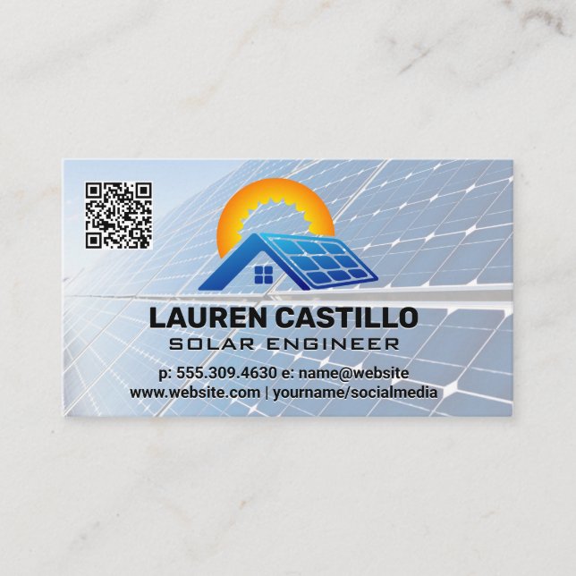 Logotipo técnico do painel solar | Cartão de visit (Frente)