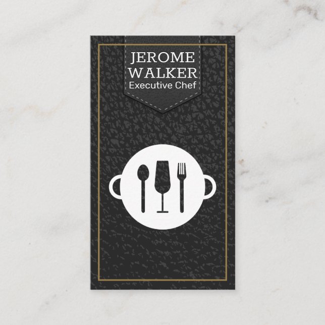 Logotipo Utensls | Cartão de visita de couro (Frente)