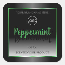 Logotipo verde da etiqueta do produto preto Elegan