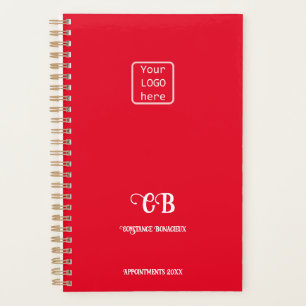 Logotipo vermelho e branco Monograma Planejador co