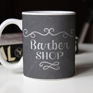 Logótipo vintage da Barbershop cinza caneca branca