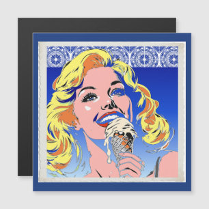Loira Comendo Sorvete Colorido Estilo Pop Art dos