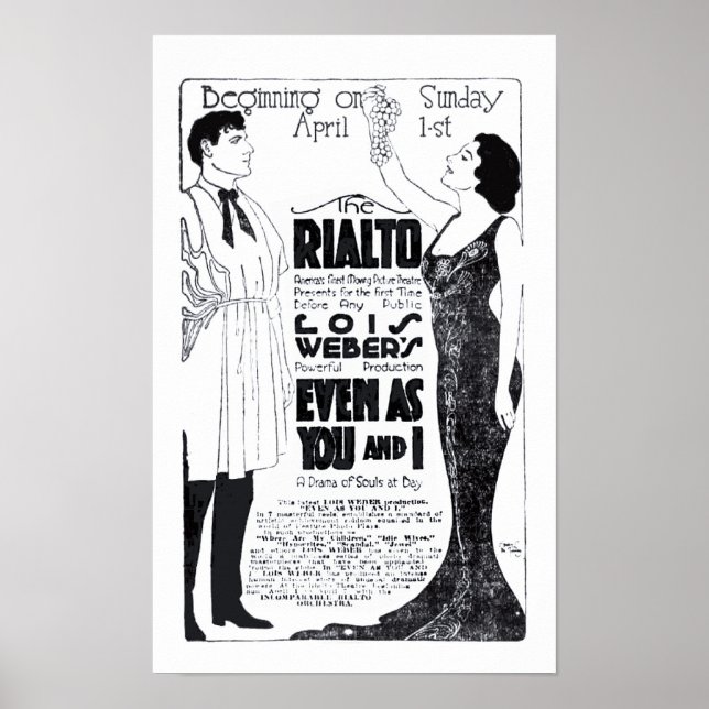 Lois Weber 1917 Vintage Filme e poster (Frente)