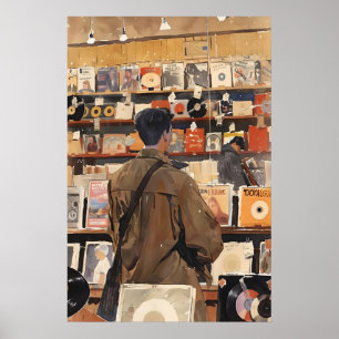 Loja de Discos Antigos Impressão de Arte Presente 