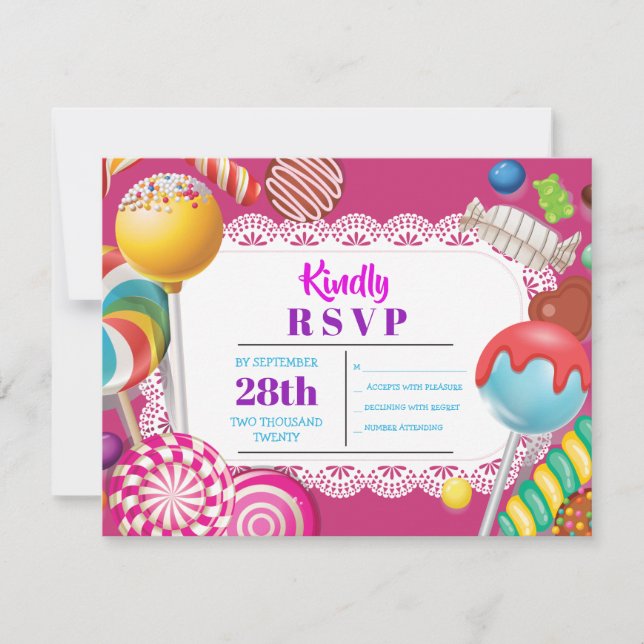 Loja de Doces RSVP Convite para Bat Mitzvah (Frente)