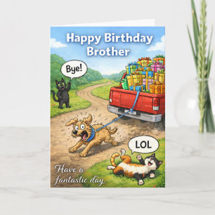 LOL, cartão de aniversário engraçado de cão e gato
