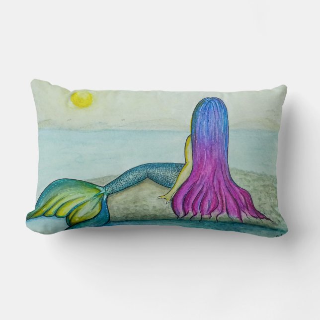 Lombar Almofada com ilustração sereia ao sol (Frente)