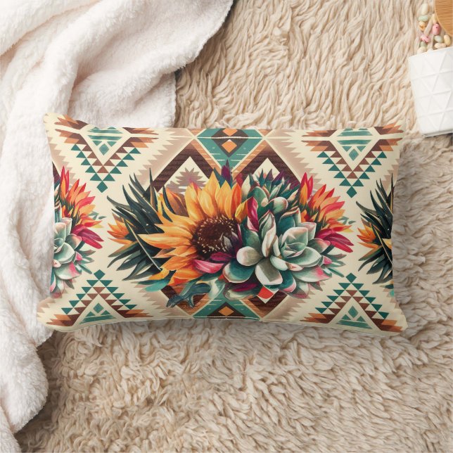 Lombar almofada com padrão de flor artística (Cobertor)