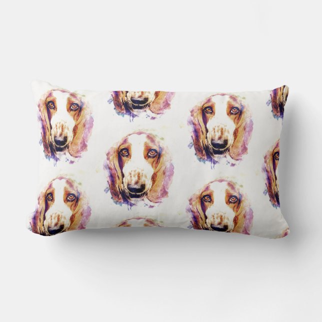 Lombar Almofada Com Rosto de Cachorro Basset Hound Fofo (Frente)