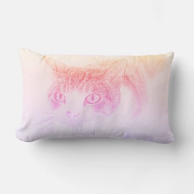Lombar Almofada de Desenho de Rosto de Gato Fofo (Frente)