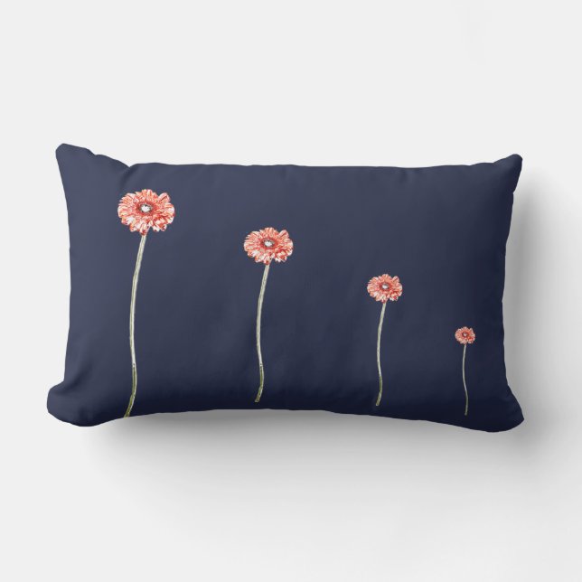 Lombar Almofada de Flor de Gerbera Crisântemo Vermelho Pá (Frente)