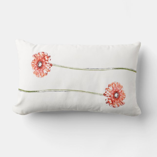 Lombar Almofada de Flor de Gerbera Crisântemo Vermelho Pá (Frente)