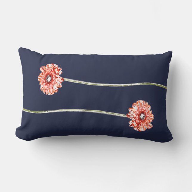 Lombar Almofada de Flor de Gerbera Crisântemo Vermelho Pá (Frente)