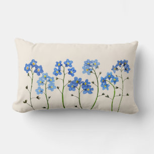 Lombar Almofada de Flores de Esqueço de Azul Natural Pres