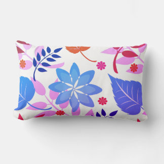 Lombar Almofada de lançamento floral rosa e azul