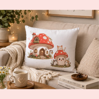 Lombar Almofada Decorativa Casa de Cogumelo Fofa | Cotta
