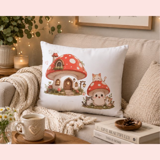 Lombar Almofada Decorativa Casa de Cogumelo Fofa | Cotta  (Criador carregado)
