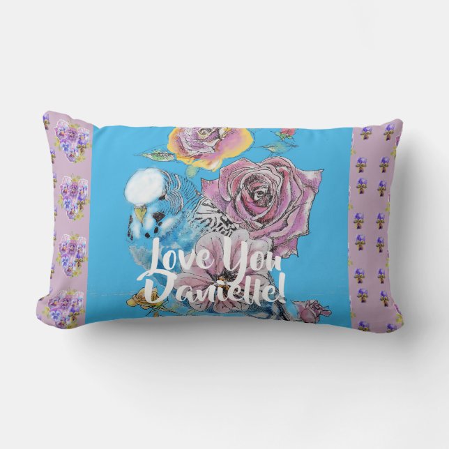 Lombar Almofada decorativa com flores lilases de Budgie a (Frente)