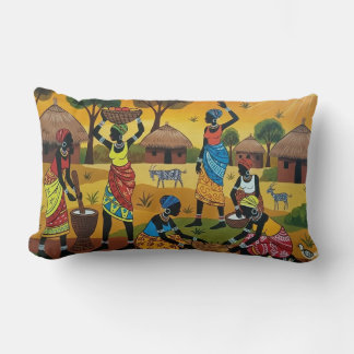 Lombar Almofada decorativa de mulheres africanas no traba
