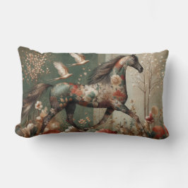 Lombar Almofada Decorativa Harlequim Floral Cavalo