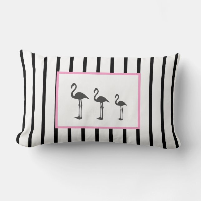 Lombar Almofada Estilosa de Flamingo com Listras (Frente)