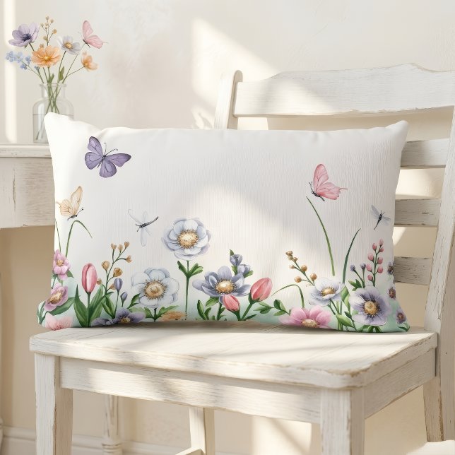 Lombar Almofada Floral de Verão – 33 cm x 53 cm para Sofá (Criador carregado)