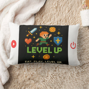 Lombar Almofada Gamer Level Up – Decoração Retro Pixel