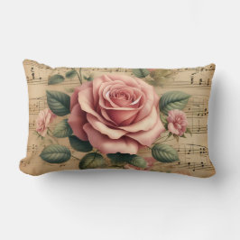 Lombar Almofada Lombal de Notas Musicais Rosa Vintage