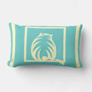 Lombar almofada moderna GATOS azul turquesa e creme