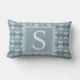 Lombar Almofada Monograma Floral Azul Boho