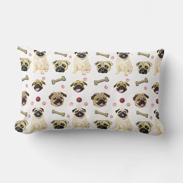 Lombar Almofada Pug Branca (Frente)