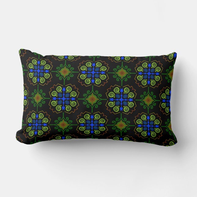 Lombar Almofada rectangle Jimette Desenho verde azul (Frente)